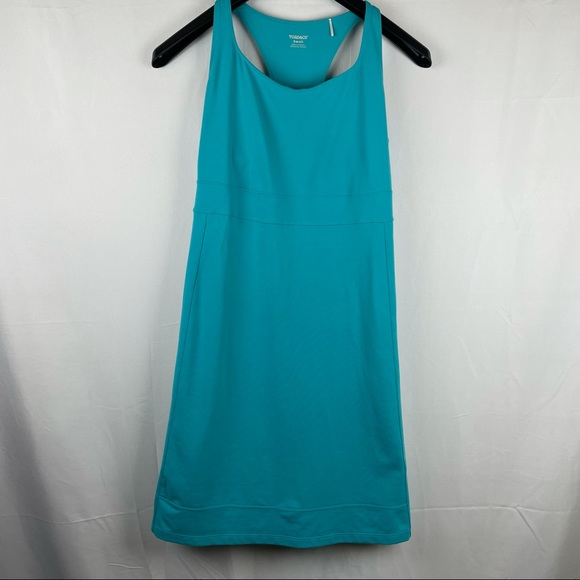 Toad & Co.Tech Tomboy Racerback teal dress with build in bra Small - Picture 2 of 8